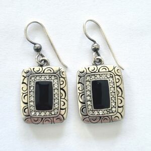 Brighton Rhythms Onyx & Crystal Drop Dangle Earrings